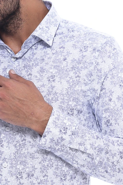 Desenli Slim Fit Uzun Kollu Gömlek | Wessi - Resim 4
