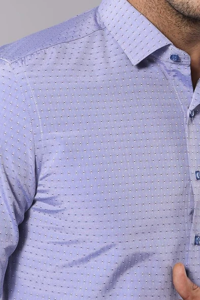 Armürlü Buz Mavi Erkek Gömlek | Wessi - Resim 4