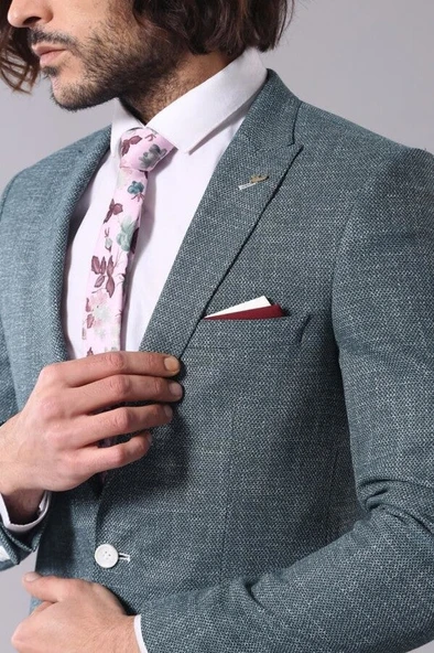 Yeşil Desenli Erkek Ceket | Wessi - Resim 2