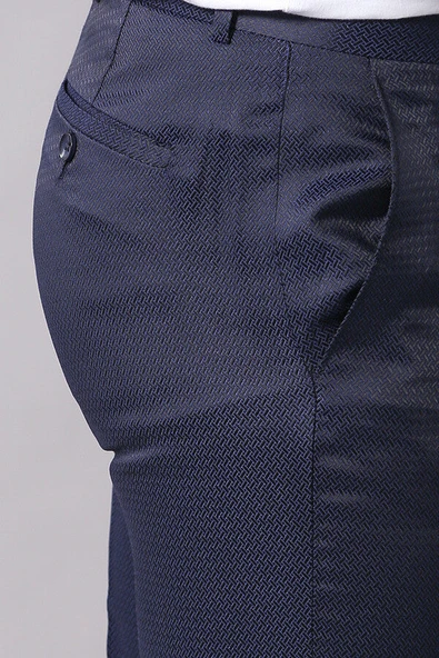 Çıkma Yaka Lacivert Garnili Damatlık | Wessi - Resim 8