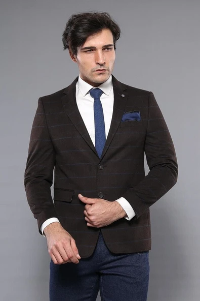 4 Drop Klasik Kahverengi Erkek Ceket - Wessi - Resim 3