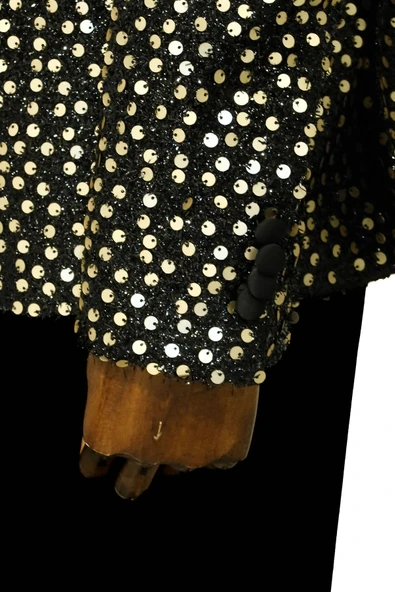 Işıltılı Desenli Siyah Damatlık Ceket | Wessi - Resim 5