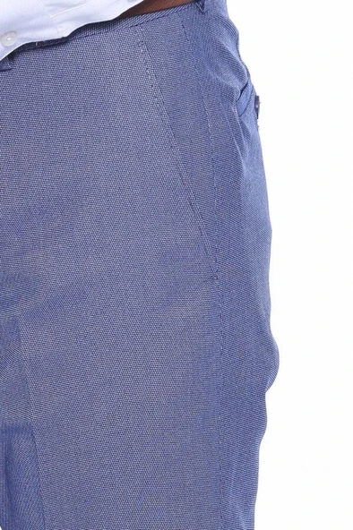 Kendinden Desenli Pamuk Mavi Erkek Pantolon  - Wessi - Resim 4