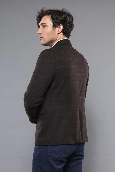 4 Drop Klasik Kahverengi Erkek Ceket - Wessi - Resim 5
