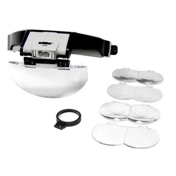 Lens Takmalı 5 Lenslı Led Lambalı Şapka Tip Büyüteç - Resim 4