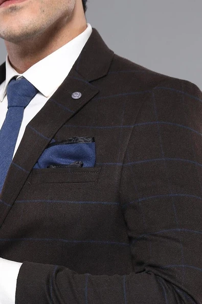 4 Drop Klasik Kahverengi Erkek Ceket - Wessi - Resim 2