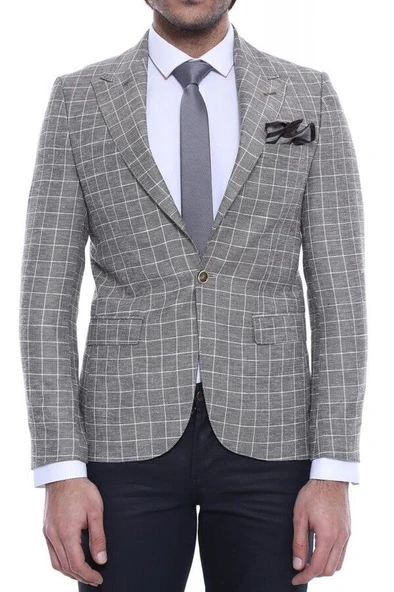 Sivri Yaka Tek Düğme Bej Ceket - Wessi ürün görseli 1