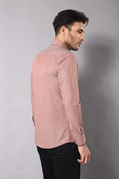 Nokta Desenli Kahverengi Gömlek | Wessi - Wessi - Resim 4