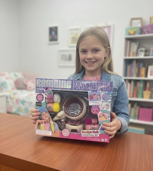 Oyuncak Bere Atkı Örme Makinesi Full Set Çocuklar İçin Yaratıcı Örgü Tasarım Seti - Resim 3