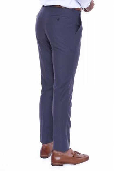 Antrasit Dar Kalıp Desensiz Erkek Kumaş Pantolon - Wessi - Resim 3