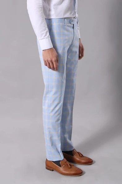 Ekoseli Bebek Mavisi Takım Elbise | Wessi - Resim 9