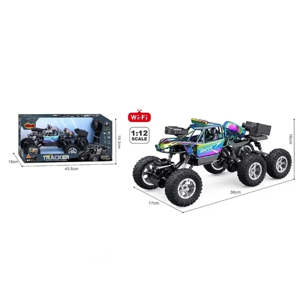 Kameralı 1:12 Telefon Kontrollü Off Road Araba  Şarjlı, Duman Efektli, 6 Kanal RC Araç ürün görseli 1