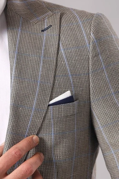 Tek Düğme Sivri Yaka Bej Ceket - Wessi - Resim 2