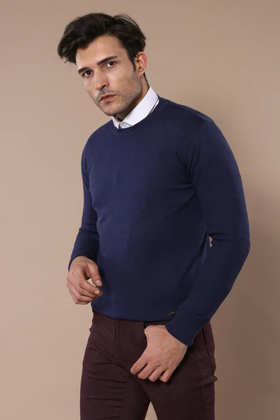 Bisiklet Yaka Lacivert Triko - Wessi ürün görseli 1