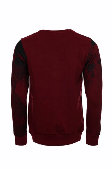 Bordo Taşlı Baskılı Sweatshirt - Wessi - Resim 3