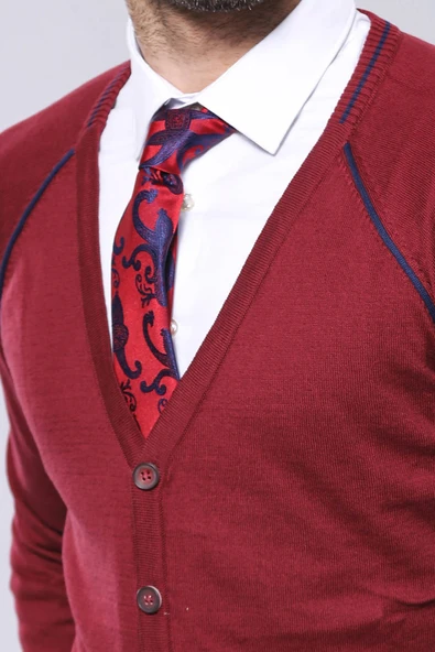 Bordo Pamuk Hırka | Wessi - Resim 2