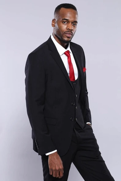 Yelekli Siyah Erkek Takım Elbise | Wessi - Resim 7