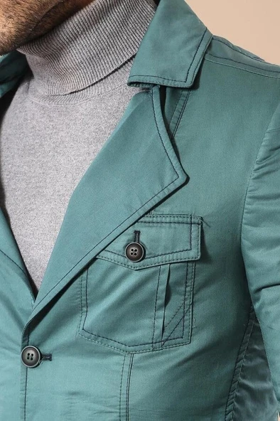 Yeşil Pamuk Trençkot - Wessi - Resim 3