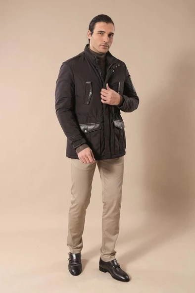 Kol Deri Cepli Koyu Kahve Mont - Wessi - Resim 3