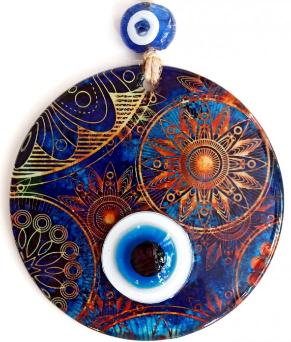 Güneş Desenli 12 Santimetre Füzyon Cam El İşçiliği İle Üretilmiş Nazar Boncuğu Duvar Süsü ürün görseli