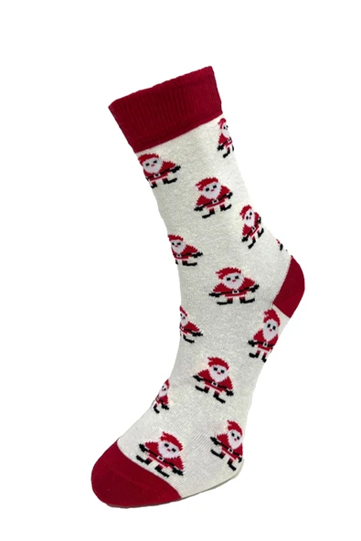 Yılbaşı Temalı Unisex Çorap Seti 4’lü – Noel Baba, Kardan Adam & Şeker Kamışı Desenli | 36-42 - Resim 7