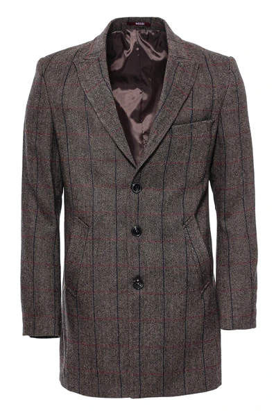 Kahverengi Lacivert Bordo Çizgili Sivri Yaka Slimfit Kaban - Wessi ürün görseli 1