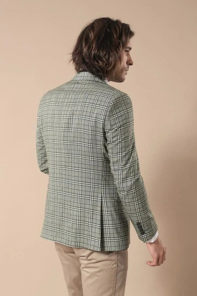 Ekose Haki Ceket Yelek Set - Wessi - Resim 5