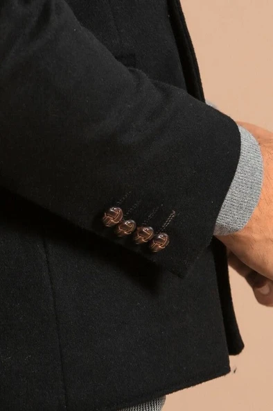 Kruvaze Slimfit Siyah Ceket - Wessi - Resim 5