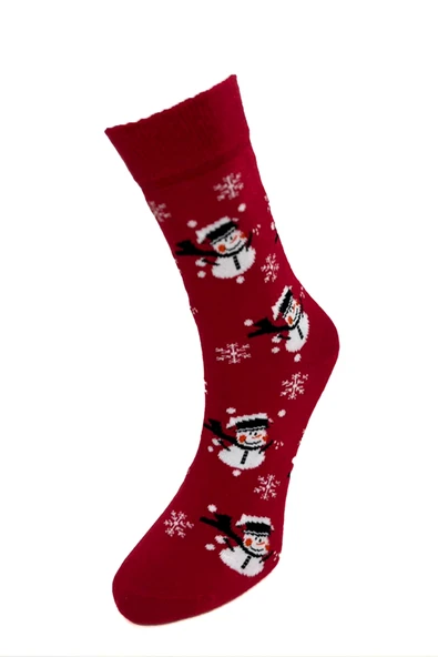 Yılbaşı Temalı Unisex Çorap Seti 4’lü – Noel Baba, Kardan Adam & Şeker Kamışı Desenli | 36-42 - Resim 8