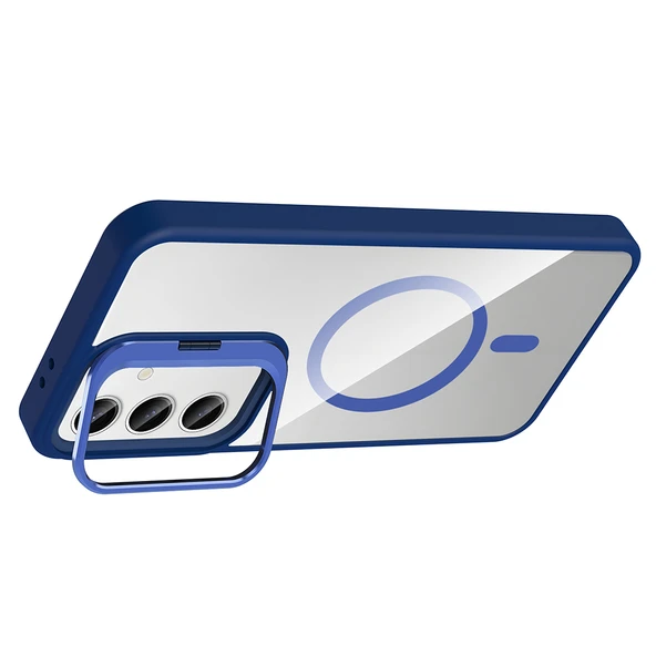 Samsung Galaxy S25 FE Kılıf Standlı ve Kamera Lens Hediyeli M-Safe Şarj Özellikli Etro Kapak - Resim 5