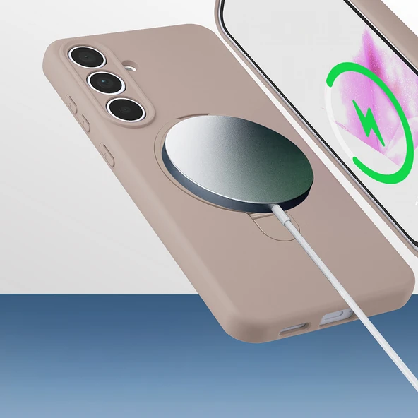 Samsung Galaxy S25 FE Kılıf Kablosuz Şarj Özellikli Standlı Samara Kapak - Resim 3