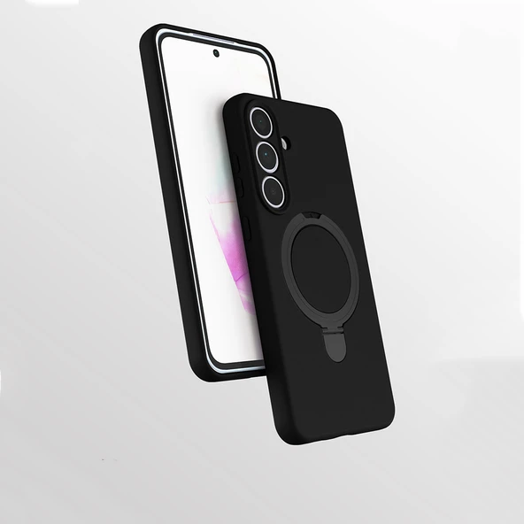 Samsung Galaxy S25 FE Kılıf Kablosuz Şarj Özellikli Standlı Samara Kapak - Resim 7