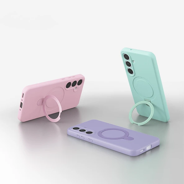 Samsung Galaxy S25 FE Kılıf Kablosuz Şarj Özellikli Standlı Samara Kapak - Resim 2