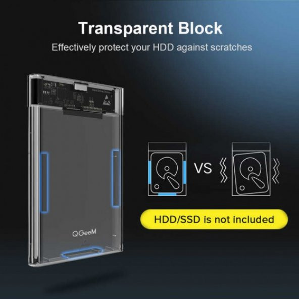 2.5 Inç Hdd Ssd Kutusu Usb 3.0 Harici Harddisk Kutusu QG-ST04 - 6