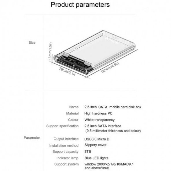 2.5 Inç Hdd Ssd Kutusu Usb 3.0 Harici Harddisk Kutusu QG-ST04 - 8