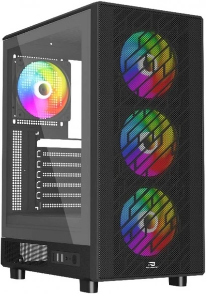 POWERBOOST PB-A700B 750W 80 + BRONZE MESH ÖN PANEL 4XRAINBOW FAN+USB3.0 GAMING ATX KASA SIYAH ürün görseli 1