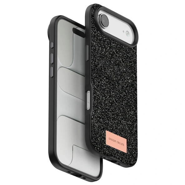 Onegif Apple İphone 17 Air Bright Simli Kapak - Siyah ürün görseli 1