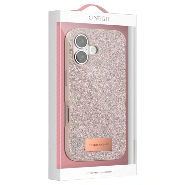 Onegif Apple İphone 17 Air Bright Simli Kapak - Koyu Yeşil - Resim 4