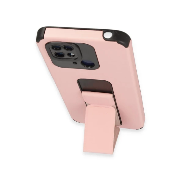 Xiaomi Redmi 10c Kılıf Mega Standlı Silikon - Pudra - Resim 4