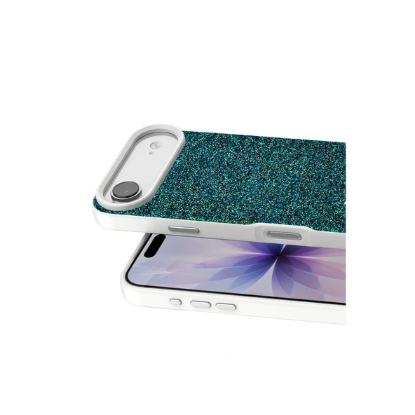 Onegif Apple İphone 17 Air Bright Simli Kapak - Koyu Yeşil - Resim 2