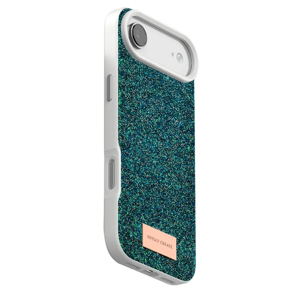 Onegif Apple İphone 17 Air Bright Simli Kapak - Koyu Yeşil - Resim 3