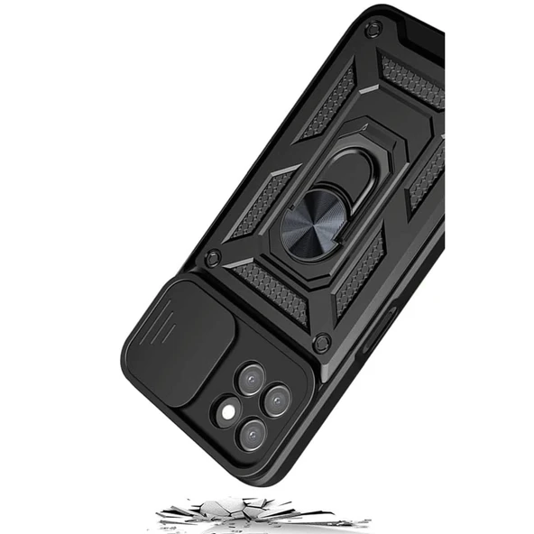 Samsung Galaxy M15 Kılıf Pars Lens Yüzüklü Silikon - Kırmızı - Resim 5