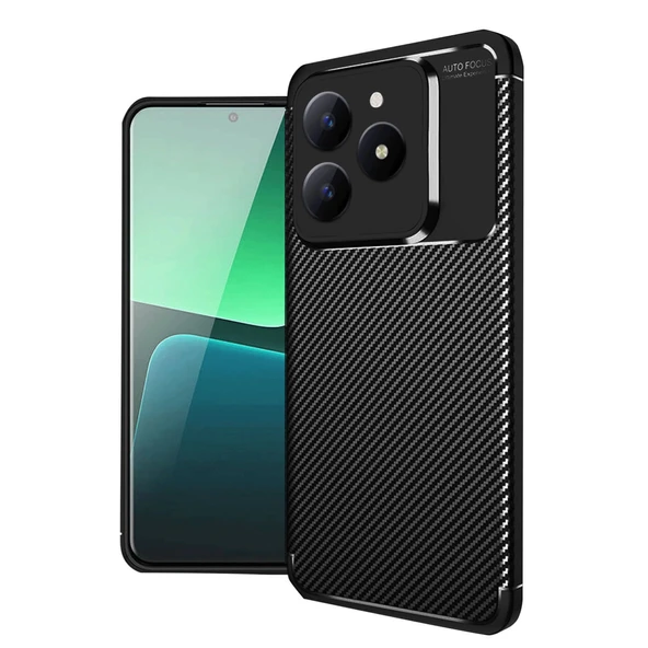 Realme C61 Kılıf Auto Focus Karbon Kapak - Siyah ürün görseli 1