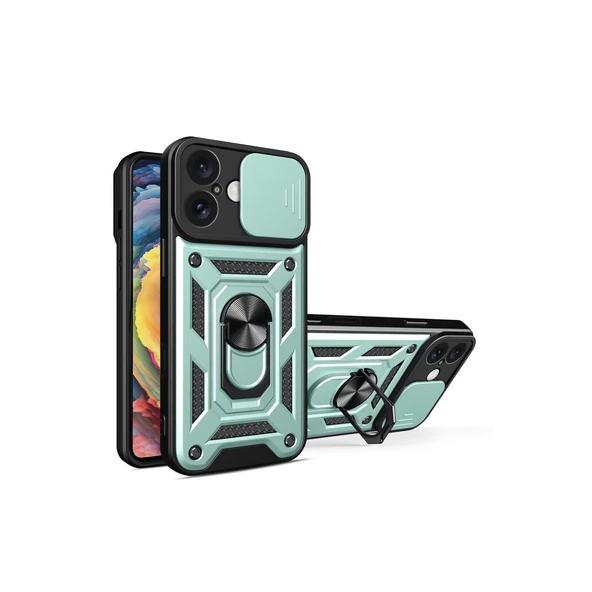 İphone 16 Kılıf Pars Lens Yüzüklü Silikon - Yeşil ürün görseli 1