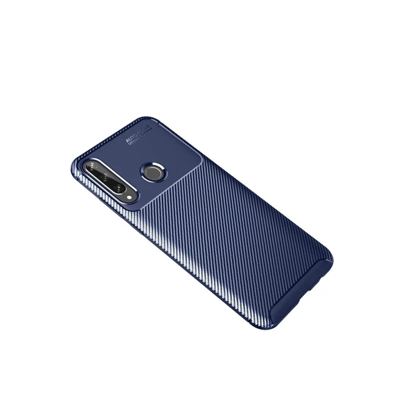 Huawei Y6p Kılıf Auto Focus Karbon Kapak - Lacivert - Resim 2
