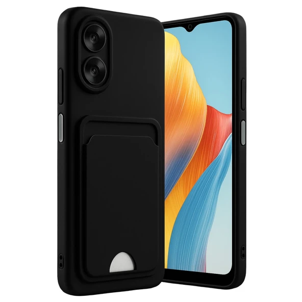Oppo A38 Kılıf Kelvin Kartvizitli Silikon - Siyah ürün görseli 1