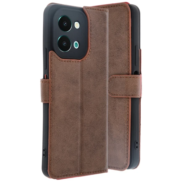 Vivo Y28 Kılıf Trend S Plus Kapaklı Kılıf - Taba ürün görseli 1