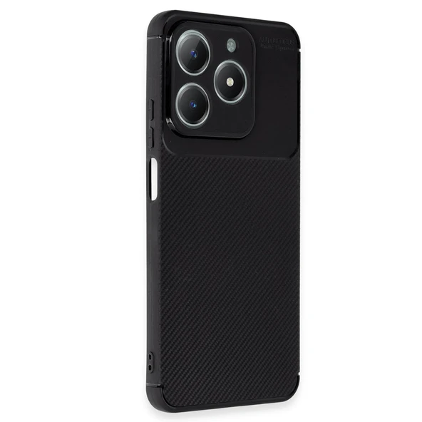 Realme C61 Kılıf Auto Focus Karbon Kapak - Siyah - Resim 2