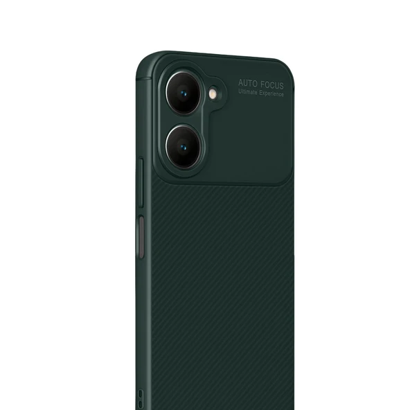 Vivo Y18 Kılıf Auto Focus Karbon Kapak - Koyu Yeşil - Resim 2