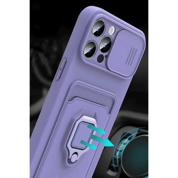 Xiaomi Mi 11 Lite Kılıf Zuma Kartvizitli Yüzüklü Silikon - Yeşil - Resim 3